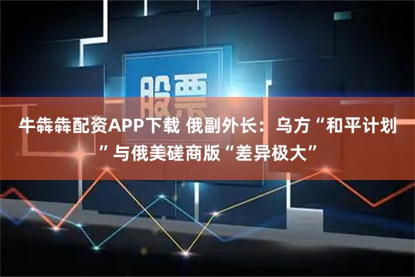 牛犇犇配资APP下载 俄副外长:乌方“和平计划”与俄美磋商版“差异极大”